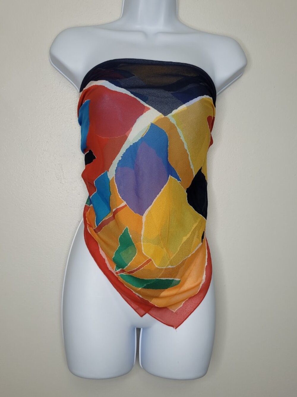 Jaco artsy abstract print art to wear semi sheer vacation multi wear scarf